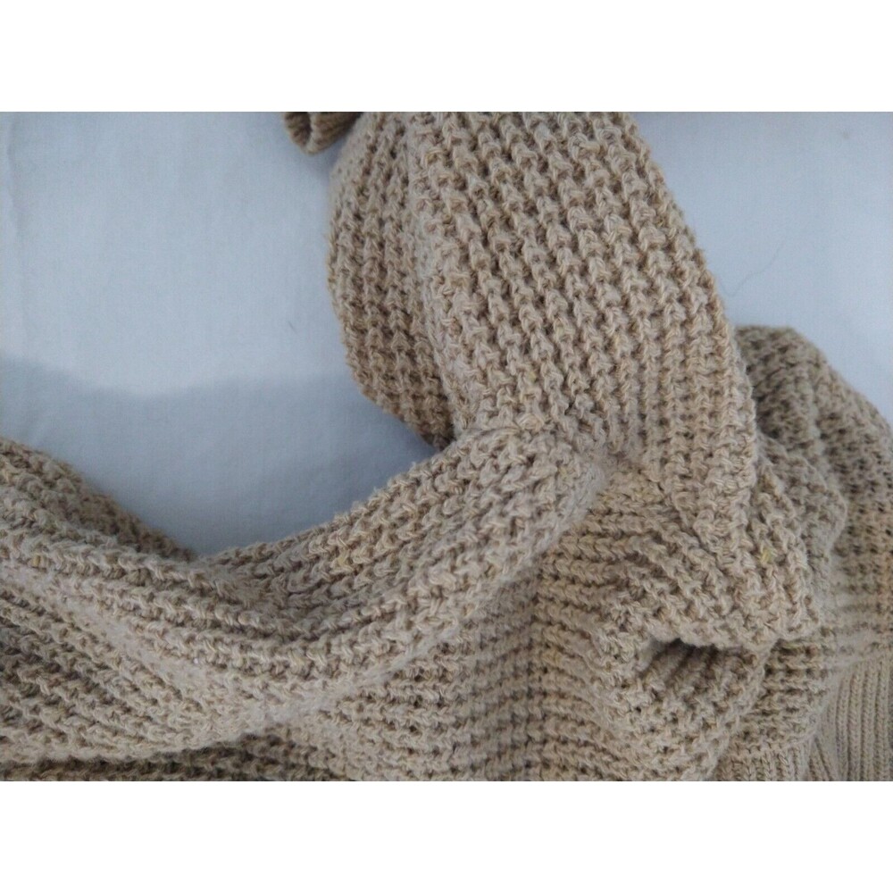 Kirundo Cardigan Size XL Tan Waffle Knit Open Front Long Sleeve Chore Pockets - Picture 6 of 14